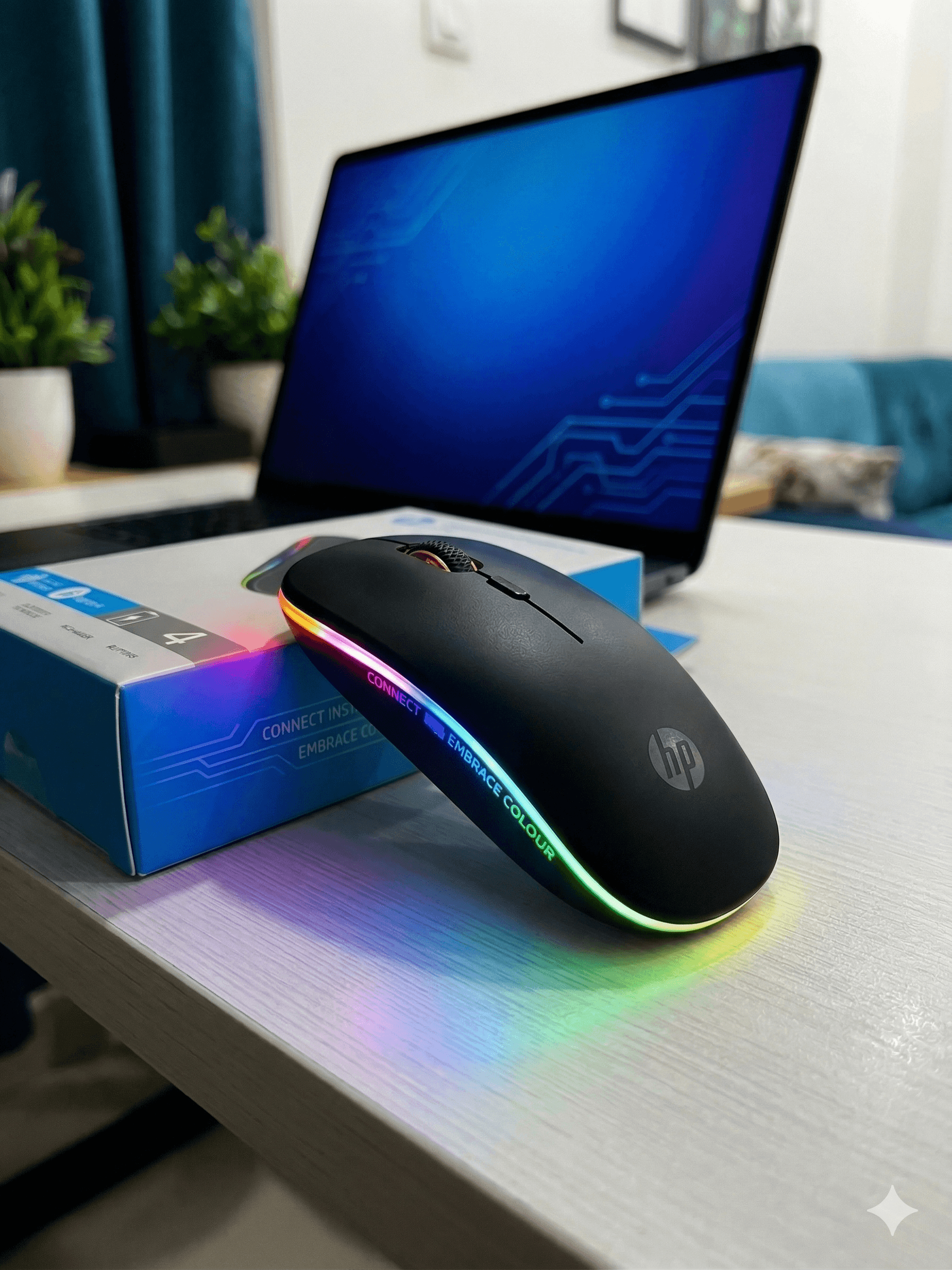 hp w10 wireless mouse (rgb edition)